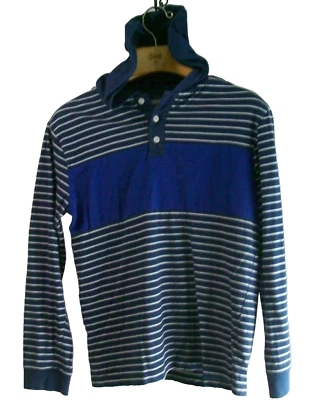 Camisa con Capucha CRAZY 8 Niños Manga Larga Azul Real/Azul Marino/Blanco Rayas Extra Lg 14 Foto 1 de 4