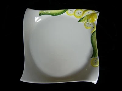 *Bassano* Keramik Handbemalte Schale Tiefe Teller geschwungene Form Zitrone 22 - Bild 1 von 3