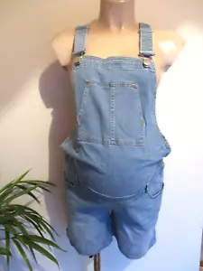 SERAPHINE MATERNITY BLUE DENIM JEANS DUNGAREES SHORTS SIZE 18 - Picture 1 of 2