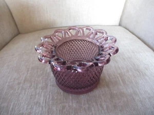 Vintage 1930s Imperial Glass Purple Amethyst Diamond Point Open Lace Edge Dish - Picture 1 of 7