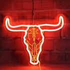Longhorn Bull Skull Neon Sign For Cowgirl &amp; Cowboy, Texas Long Horn Cow Skull...