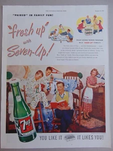 1948 Seven-Up 7up Family Kids Enjoy Bedtime Story vintage art print ad - Picture 1 of 1