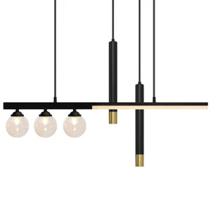 LED Bar 5 Light Black Ceiling Pendant Light Mini Glass Globes Slim Tubular H3135 - Picture 1 of 13