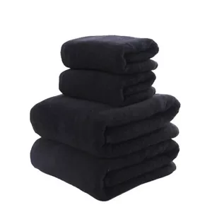 Black Bath Towel Set Thick Soft Cotton Face Hand Shower Adult Towels 70 x 140Cm - Picture 1 of 6