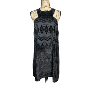 Vestido recto Sugar+Lips negro sin mangas terciopelo malla abstracta mediano fiesta - Imagen 1 de 8