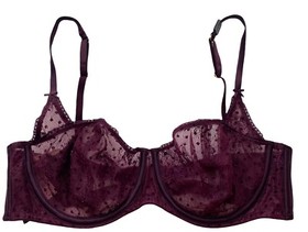 Victoria's Secret Dream Angels Violet Flocked Dot Unlined Balconette Bra 36D