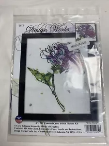 Design Works Crafts #2972 Lilac Floral Counted Cross Stitch Picture Kit 8"X10" - Picture 1 of 5