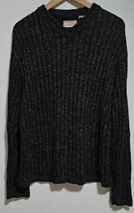 Khaki's by Arrow Pullover Herren schwarz gerippt Langarm Baumwolle schwer Vintage Medium - Bild 1 von 8