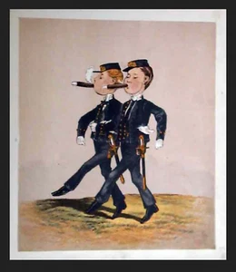 N & O Naval Officers . antique lithograph  from Army + Navy Drolleries 1875 - Picture 1 of 1