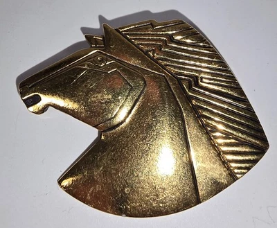 Broche Laurel Burch Wild Horse - Prendedor firmado en tono dorado de los años 80 Foto 1 de 3
