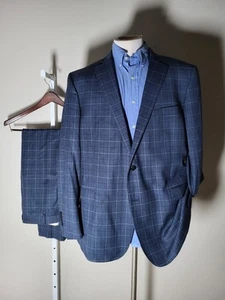 Brooks Brothers Regent Blue Wool Plaid Travel Suit 46L Jacket Blazer Pants W40 - Picture 1 of 16