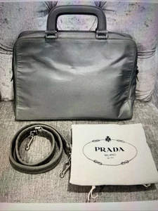 Prada Two Way Gray Triangle Bag With Detachable Strap, COA & Prada Dust Bag - Picture 1 of 19