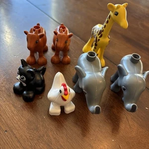 Lote De 7 Lego Duplo Animal Estatuilla Gato Cabra Elefante - Imagen 1 de 6