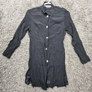 Amanda Smith reine Seide Bluse Top Damen schwarz Perlen Knopf geschrumpft - Bild 1 von 10