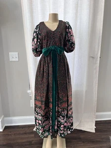 Vintage 70er Jahre Ole Borden for Rembrandt Maxikleid - Joseph Magnin Puffärmel - Bild 1 von 13