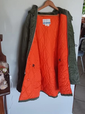 Vintage Sear Work Leisure Furlined Hood Parka Jacket Size Xl Green/ Orange - Image 1 of 4