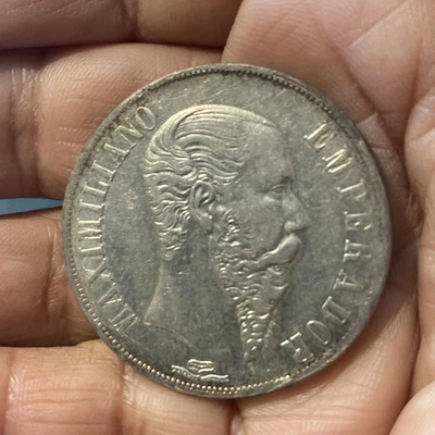 México 1 Peso Mo 1867 Imperio Maximiliano, Escaso / Raro / Detalles AU Foto 1 de 4