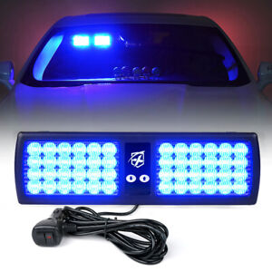 Xprite Blue 48 LED Visor Sunshield Interior Strobe Light Emergency Hazard Safety