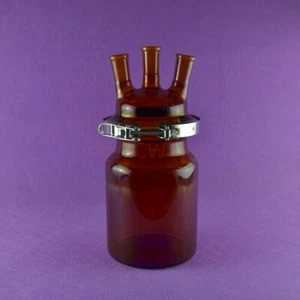 Lab Brown Glass Three Necks Cylinder Reaction Flask - Picture 1 of 3