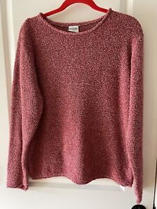 Columbia Womens Nubby Sweater Size Large Salmon Rolled Hem Long Sleeve