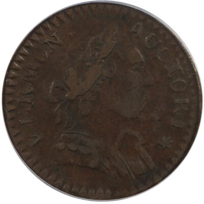 1788 Vermont Copper 1/2p RR-27 W2205 R2 Bust Right PCGS VF30 Furnace Run Collect - Image 1 of 3