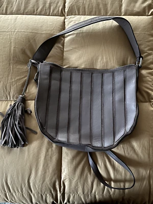 MICHAEL Michael Kors Womens Brooklyn Leather Convertible Hobo Handbag Grey Large - Image 1 of 4