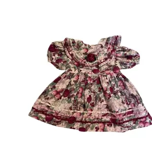 Vestido Floral Vintage Hi-Girls Niñas 18 Meses Beige Borgoña Bebé - Imagen 1 de 6