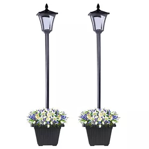 2Pack 63Inch LED Solar Post Light with Planter for Backyard Patio Garden Walkway - Picture 1 of 11