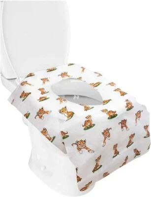 50 Kids Tiger Toilet Seat Covers (5 Packs of 10 Covers) Travel Potty Training - Image 1 of 4