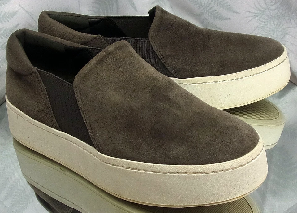 ZAPATILLAS SIN CORDONES VINCE WARREN ACERO GRIS GAMUZA CUERO ZAPATOS EE. UU. MUJER TALLA 7,5 M Foto 1 de 4