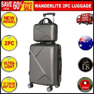 Wanderlite 2pc Luggage Trolley Suitcase 12" 20" Carry On Travel Stoage Hardshell - Picture 1 of 10