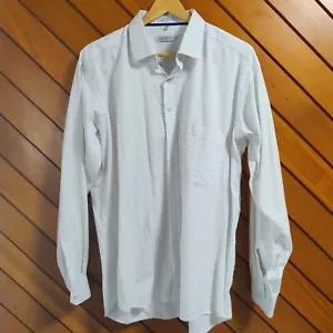 Geoffrey Beene Shirt Size XXL 46 Check White & Blue Button Up Shirt Long Sleeves - Picture 1 of 15