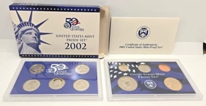 US Mint 2002 Proof Set of 10 Coins Original OGP Blue Paper Box and COA - Picture 1 of 15