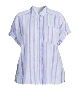 TERRA & SKY Plus Size 2XL (20W-22W)  Button Up Striped Top New With Tag - Picture 1 of 18