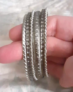 Boho 6 Brazalete Brazalete Trenzado Diseño Sliim Tono Plata - Imagen 1 de 2