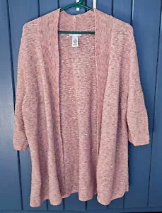 Catherines Pink Beige Marbled Open Cardigan Sweater 1X 18 - 20W Lagenlook Boho - Picture 1 of 6