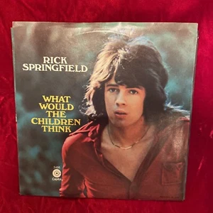 RICK SPRINGFIELD-What Would The Children Think CAPITOL w/Picture Sleeve 45-NM ! - Picture 1 of 6