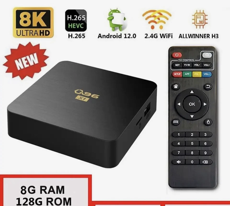 Q96 X1 Smart TV Box Android 13 Allwinner H3 Quad Core 2,4g WLAN 8K 8G +128G IPTV - Bild 1 von 1