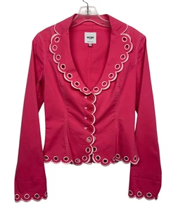 Moschino Women's size 6 (XS) Pink Designer Fitted Jacket Scalloped Cut Outs - Picture 1 of 13