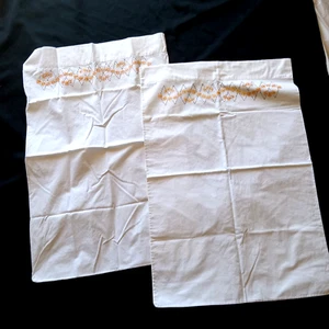 Penneys vintage embroidered pillowcases (1 pair) Geometric Design - Picture 1 of 3