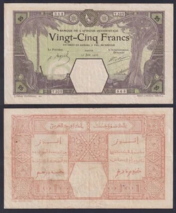 Banknote Westafrikanische Francs 25 Francs 1926 P.-7Bc BB/VF - Picture 1 of 1