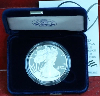 Uncirculated Proof 2008-W American Eagle Silver One Dollar - Image 1 of 2