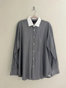 John Varvatos Herren 17,5 34/35 Trim Fit Knopfleiste LS Kontrastkragen Hemd - Bild 1 von 11