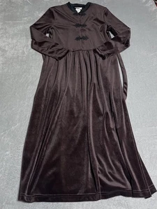 Vintage Studio Ease Dress Womens 14P Brown Velour Velvet Modest Forest Fairy - Picture 1 of 5