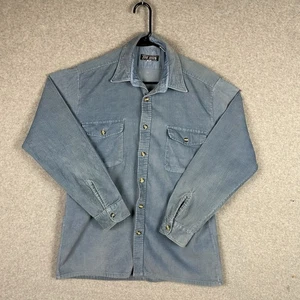 Vintage The Bon Corduroy Shirt Small Light Blue Single Stitch Hem 80s - Picture 1 of 6