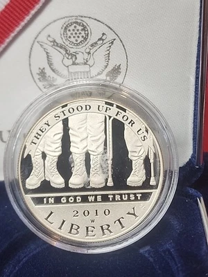  (1) 2010 W American Veterans Disabled For Life $1 Proof Silver Dollar w/Box&COA - Image 1 of 4