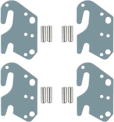 4-Piece Steel Bed Rail Hook Plates with Mounting Pins - Rust-Resistant Design - Image 1 of 4