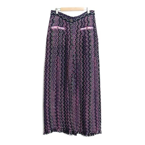 CHANEL Knit Pants P70522K10051 cotton Navy Pink Used Women size 42 - Picture 1 of 5