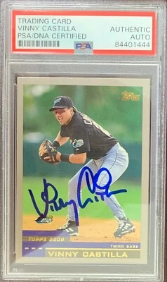Vinny Castilla auto signed card 2000 Topps Tampa Bay Devil Rays PSA Encapsulated - Image 1 of 2