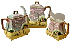Set 5 teiere Lustreware Gifu Japan vintage straordinarie prefettura tripla foglia - Foto 1 di 24